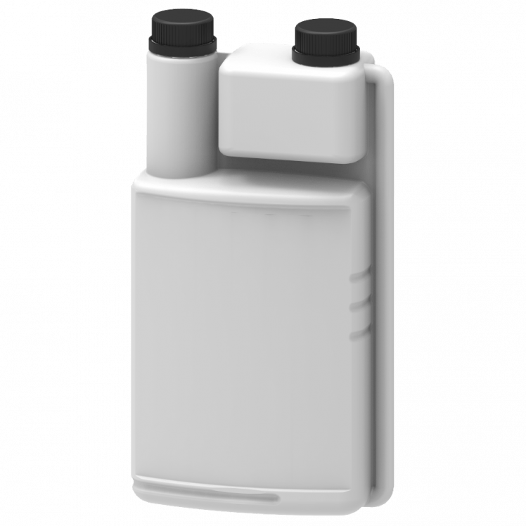 Flacon doseur en PEHD de 1 litre avec dosage de 0 mL à 115 mL